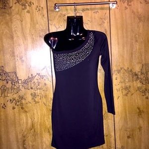 Elegant Black Bedazzled Dress